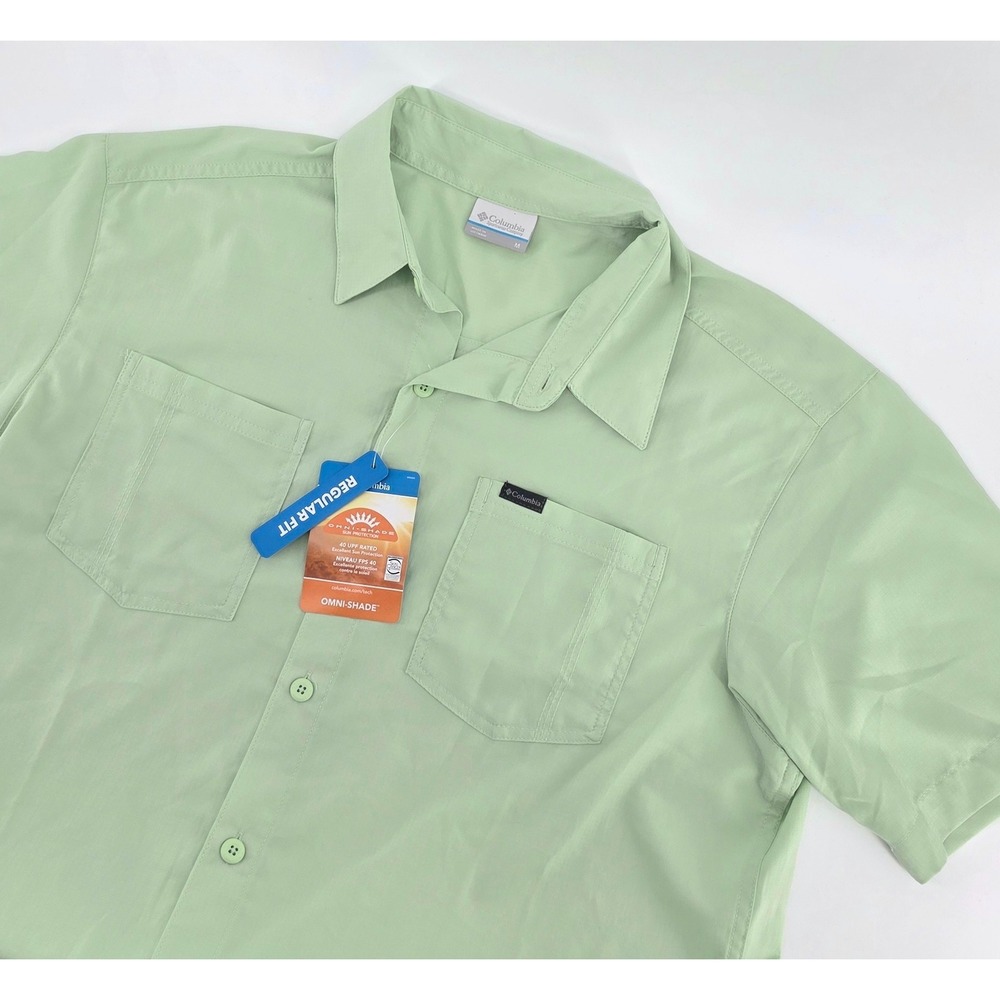 Columbia Short Sleeve Shirt Gorpcore Light Green Mens Size M Omni-Shade NWT